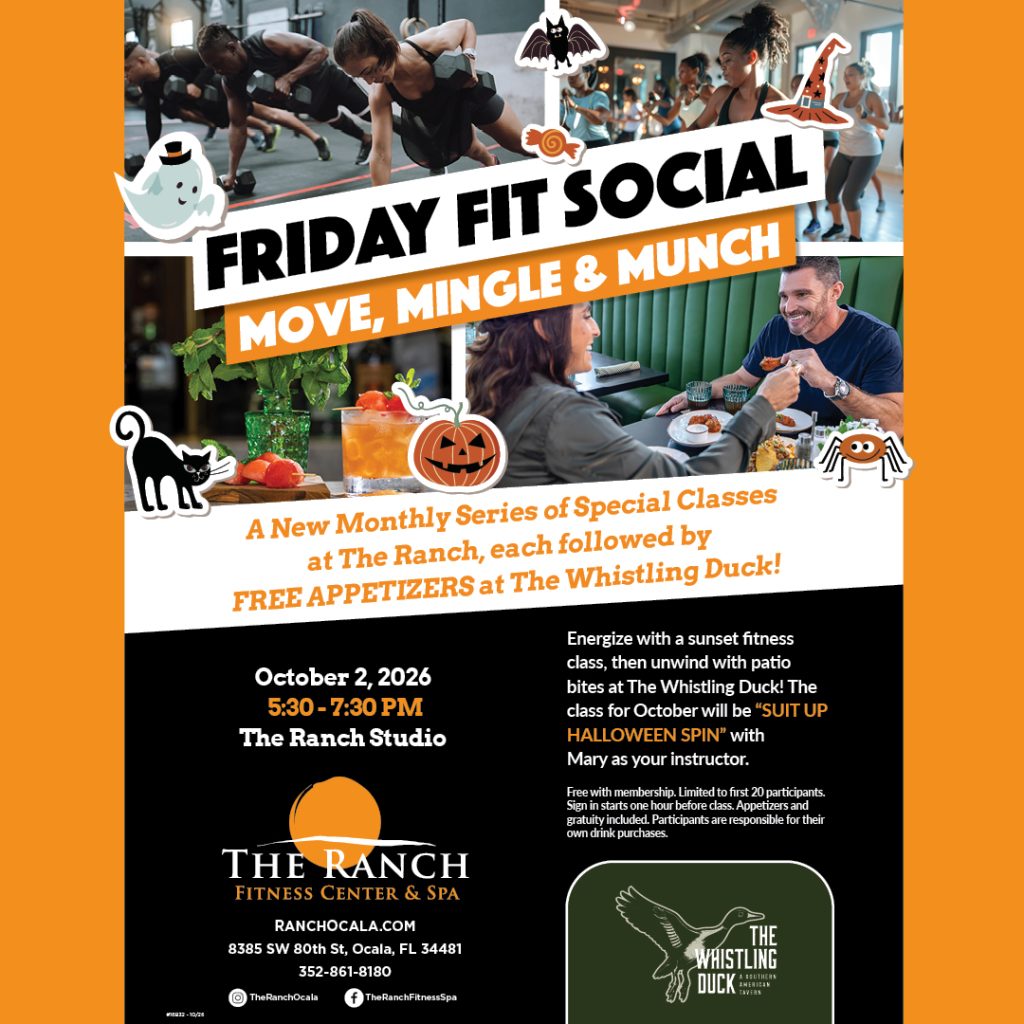 16832 RAN Friday Fit Social - Move, Mingle & Munch Campaign Social (Oct 26) Friday Fit Social at The Ranch! Move, Mingle & Munch, with FREE APPETIZERS at the Whistling Duck!